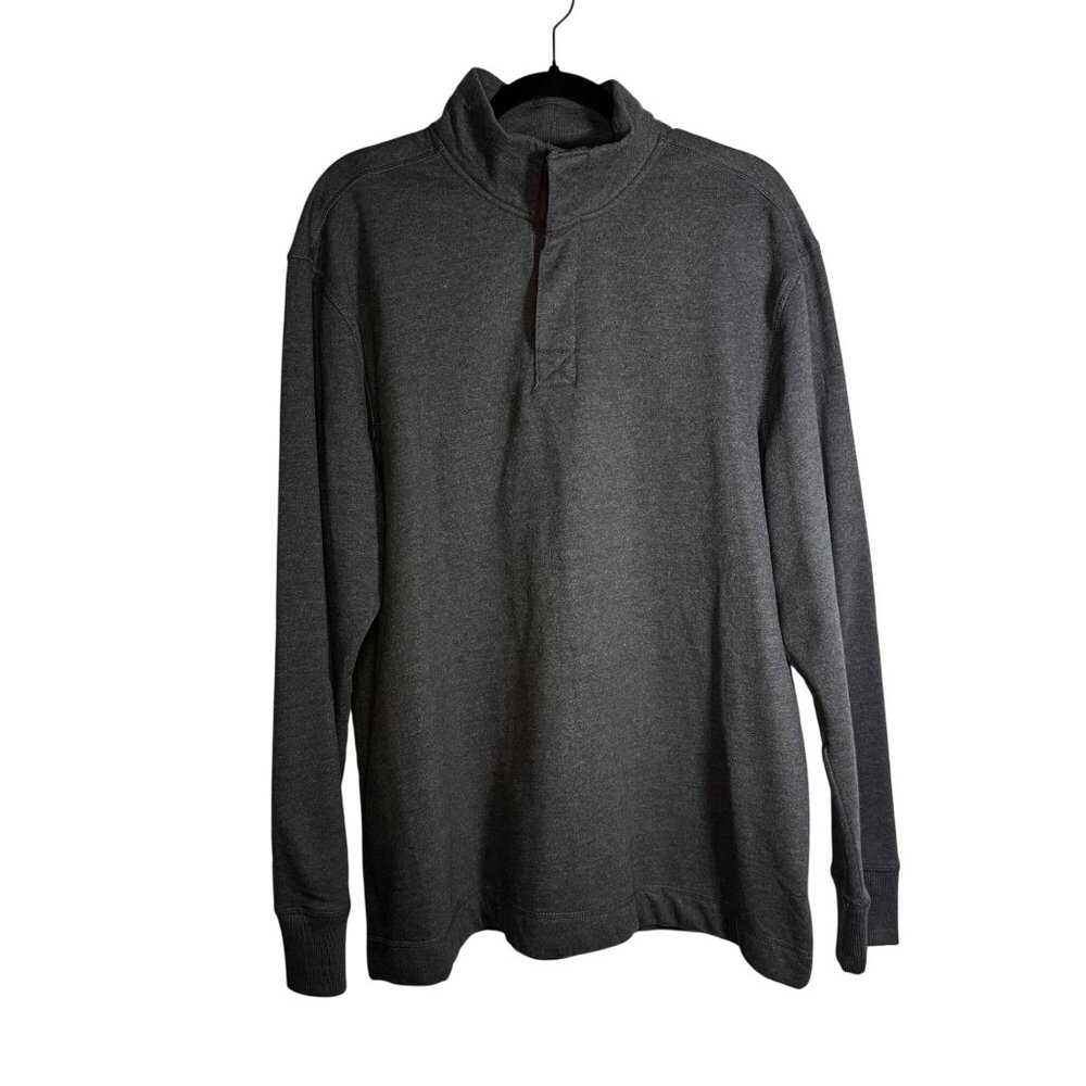 Merona Grey Buttoned Mock Turtleneck Pullover Long Sleeve Shirt SZ Extra Large